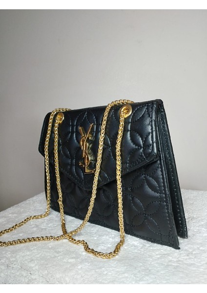 Kadın Çanta Ysl Zincirli Siyah Gold