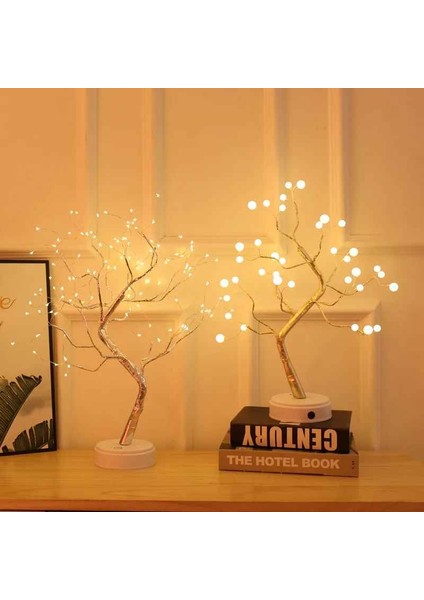 36 LED Dekoratif Inci Ağacı Masa Lambası Gece Lambası Ev ve Yatak Odası Dekorasyonu Pilli +Usb Kumandalı Oda Lambası indirimleri