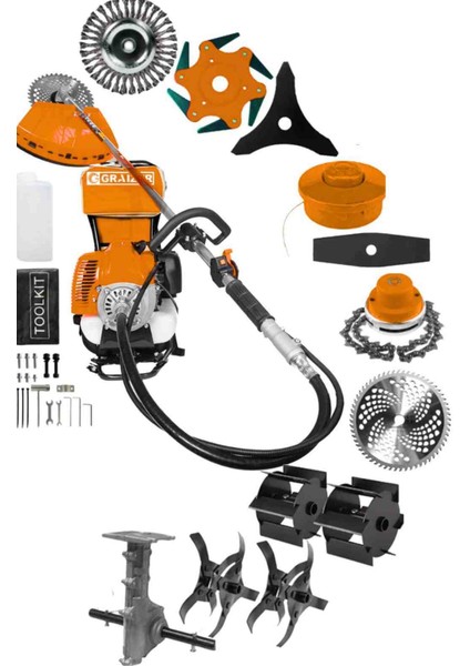 Alman 11 In 1 Setli Sirt Tipi Benzinli Motorlu Ot Çalı Tırpanı Çim Biçme Makinesi Tırpan 11 Parça fiyatları