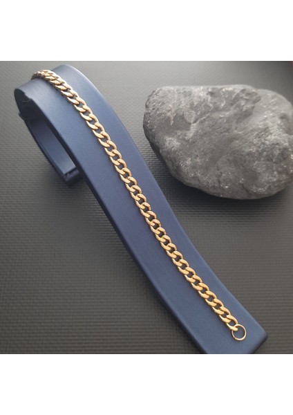 Çelik Gold Renk Erkek Zincir Bileklik modelleri