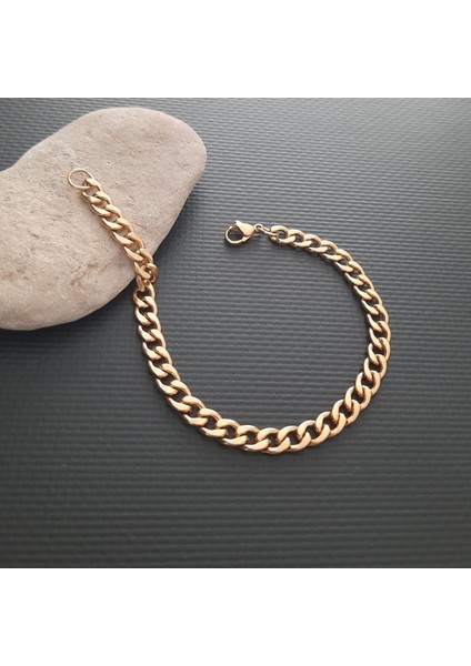 Çelik Gold Renk Erkek Zincir Bileklik fırsatları