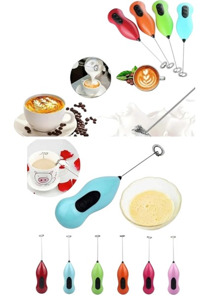Pilli Mini Mixer Kahve Süt Köpürtücü Karıştırıcı Cappucino Mikser Şekillendirici ( 1 Adet )