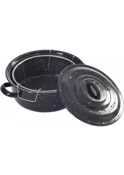Emaye Kapaklı Fritöz Kızartma Tenceresi