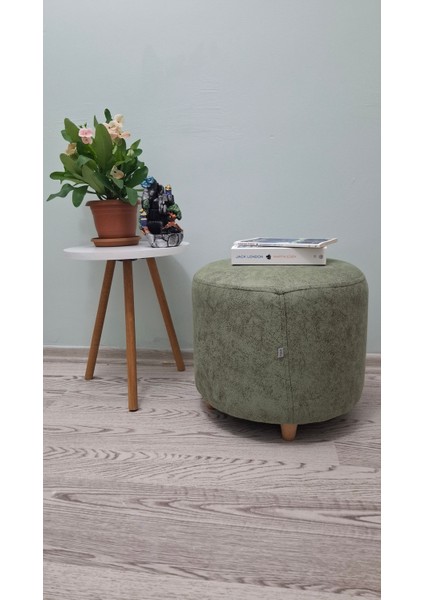 Ahşap Ayaklı Nubuk Yuvarlak Puf&bench Koltuk/tabure