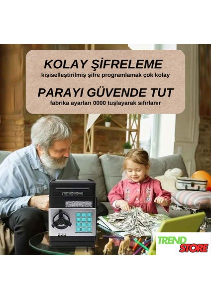 Trendstore Çocuklar Için Atm Para Kasası Elektronik Dijital Şifreli Kumbara