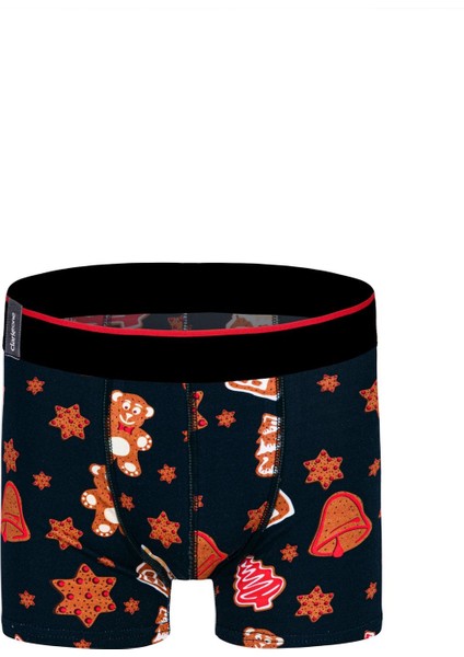 Erkek Dijital Baskılı Yeni Yıl Figürleri Desenli Yılbaşı Boxer 0002