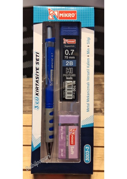 0.7 mm 3'lü Set (Versatil Kalem+Uç+Silgi ) Set
