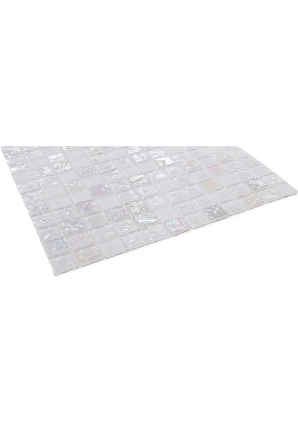Mutfak Tezgah Arası, Banyo, Havuz, Sauna, Spa ve Iç ve Dış Dekorasyonda Tüm Yüzeyler Için, 23X23 mm ve Lüsterli Kaya Desenli Beyaz 30X30 cm. Fileli Kristal Cam Mozaik. ( 1 M2 Fiyatıdır ) fiyatları