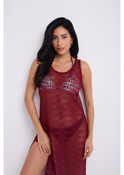 Askılı Bordo Elbise