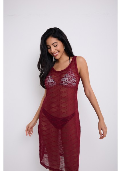 Askılı Bordo Elbise