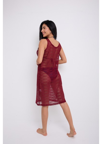 Askılı Bordo Elbise