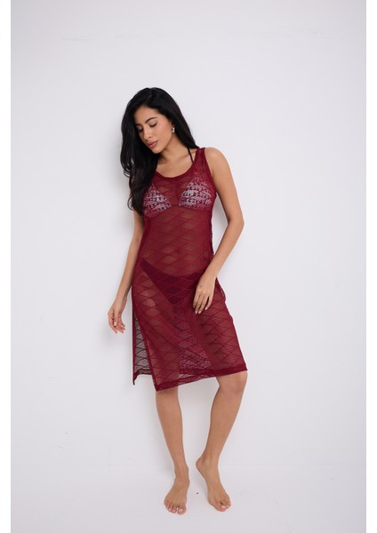 Askılı Bordo Elbise