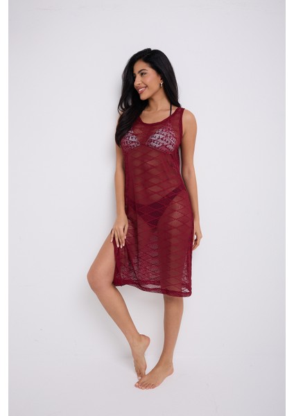 Askılı Bordo Elbise