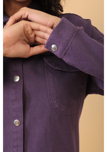 Arma Detaylı Eskitmeli Oversize Gömlek - 0059