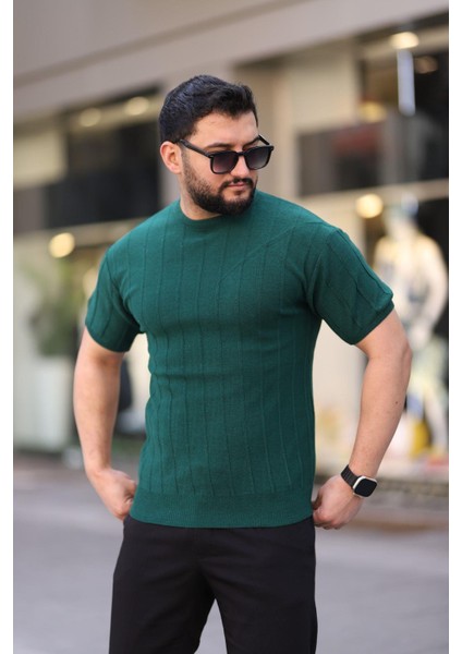 Bisiklet Yaka Kısa Kol Erkek Örme Triko Tişört fiyatları