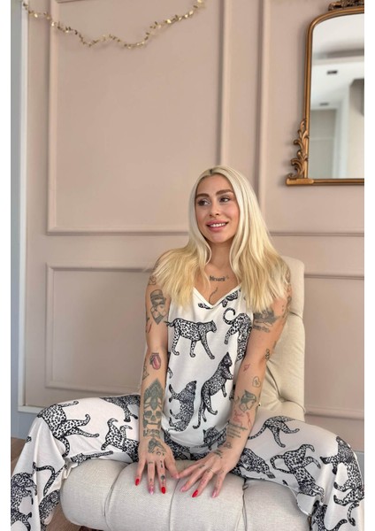 Panther Dantelli Ip Askılı Örme Kadın Pijama Takımı modelleri