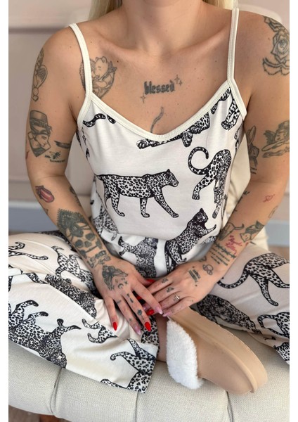 Panther Dantelli Ip Askılı Örme Kadın Pijama Takımı indirimleri