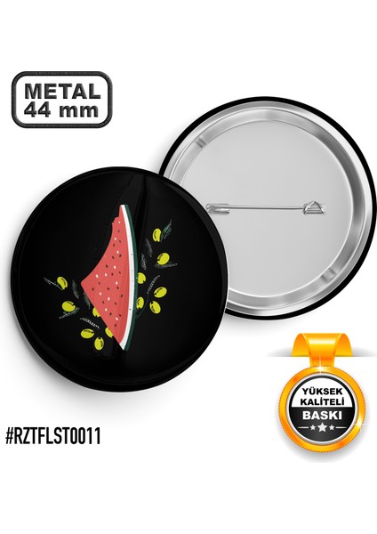 Karpuz Filistin Harita İğneli Rozet 44 mm