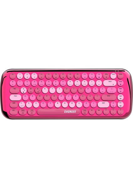 KB-BT09 Parry Renkli Tuşlu Pembe Bluetooth+ 2.4ghz Q Yuvarlak Tuşlu Mekanik Kablosuz Klavye modelleri