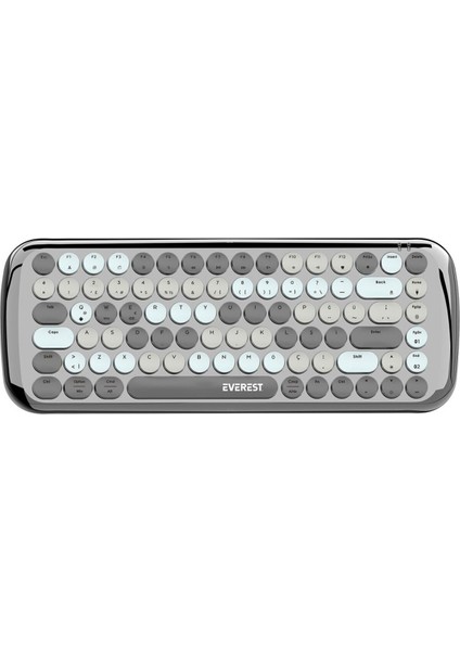 KB-BT09 Parry Siyah-Gri Bluetooth+ 2.4ghz Q Yuvarlak Tuşlu Mekanik Klavye Kablosuz Klavye modelleri