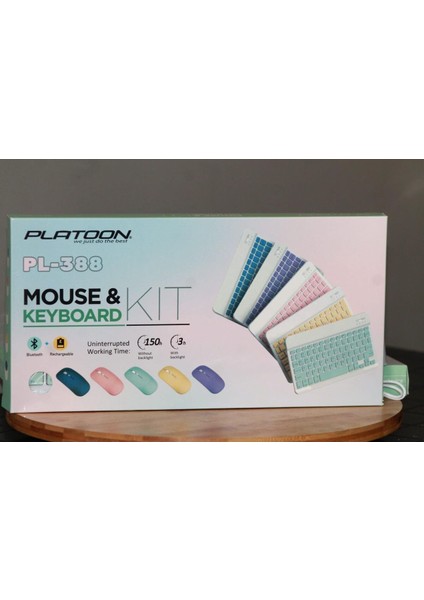 PL-388 Kablosuz Bluetooth Şarjlı Q Klavye Mouse Set