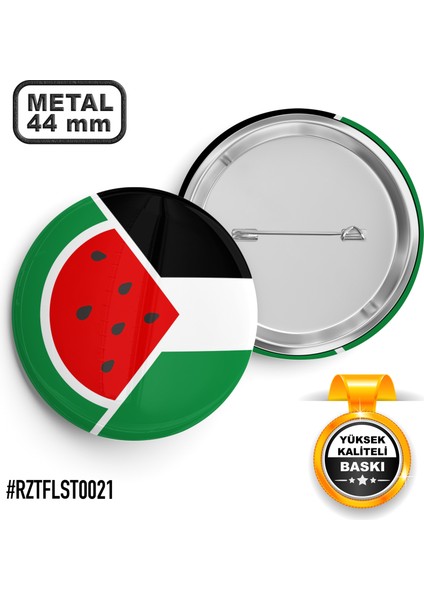 Filistin Karpuz Bayrak İğneli Rozet 44 mm