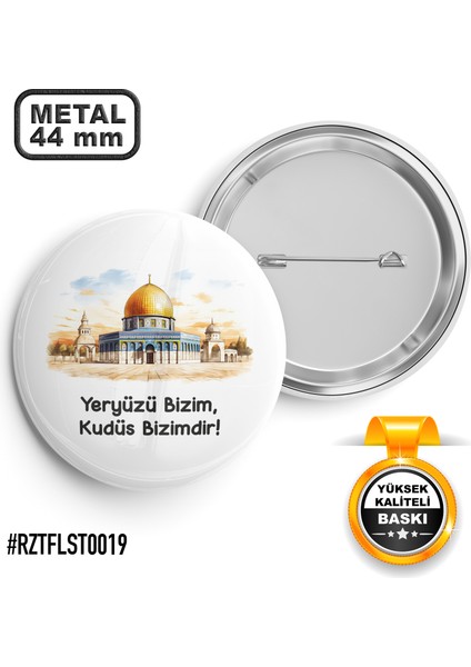 Kudüs Bizim Aksa İğneli Rozet 44 mm