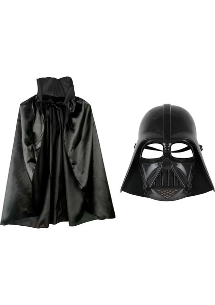 Çocuk Boy Yıldız Savaşları Star Wars Darth V Maskesi ve 90 cm Pelerin Seti Siyah