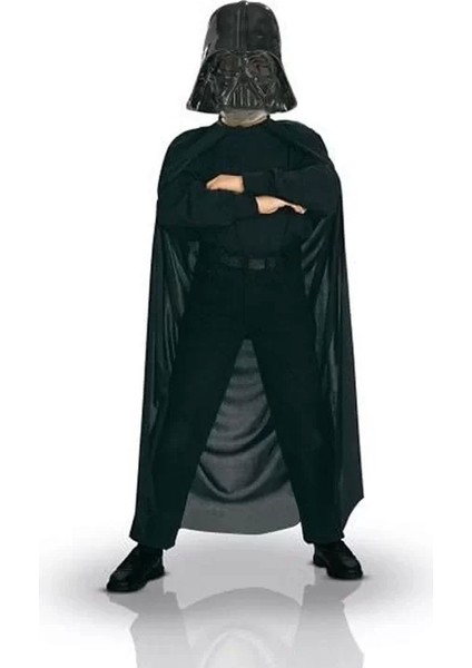 Çocuk Boy Yıldız Savaşları Star Wars Darth V Maskesi ve 90 cm Pelerin Seti Siyah