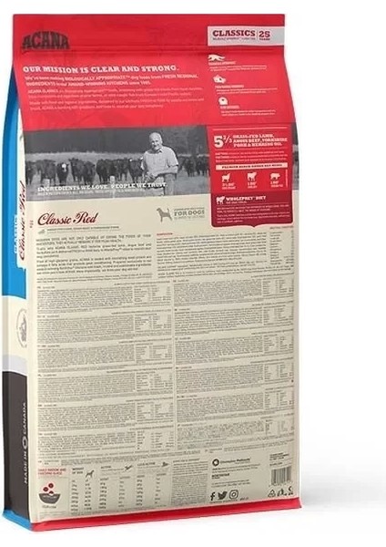 Classics Red Düşük Tahıllı Etli ve Sebzeli Yetişkin Köpek Maması 14.5 kg