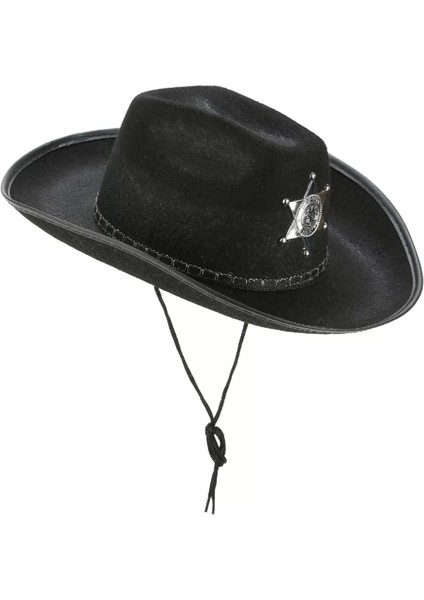 Çocuk Kovboy Şapkası Sheriff Şapkası Siyah Renk fiyatları