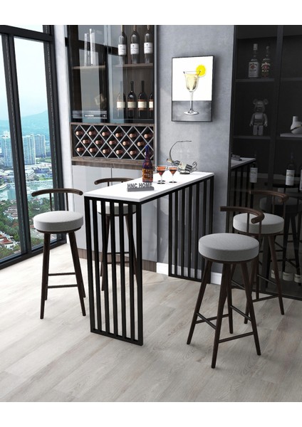 Bar Masası Metal Iskeletli Yüksek Yemek Masası Mutfak Masası Dresuar Kahve Köşesi Peteküstü