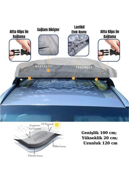 Araç Üstü - Off Road Tavan Sepeti Koruyucu Gri Branda, 100X120CM fiyatları