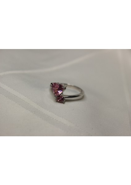 925 Ayar Gümüş Pembe Kalpli Yüzük modelleri