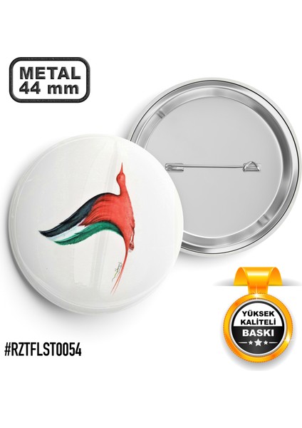 Filistin Bayrak Kuğu İğneli Rozet 44 mm