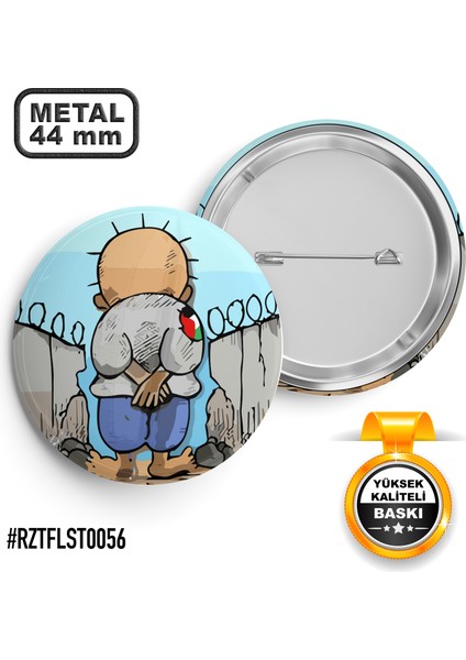 Filistin Hanzala İğneli Rozet 44 mm