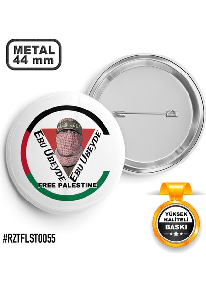 Ebu Ubeyde Bayrak İğneli Rozet 44 mm