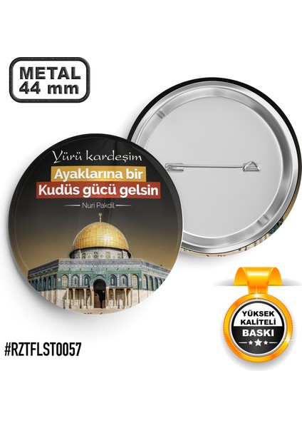 Kudüs Gücü İğneli Rozet 44 mm