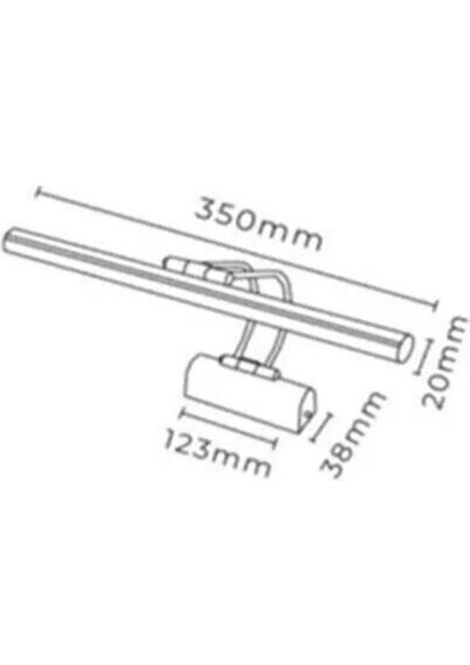 Krom Kasa 35 cm Ayna ve Tablo Üstü Şarj Edilebilir Type-C Girişli Flüt Aplik