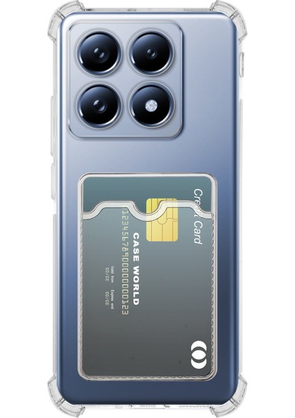 Caseworld Xiaomi Mi 14T Pro Kapak Kamera Korumalı Kartlıklı Darbe Emici Özellikli Şeffaf Silikon Kılıf