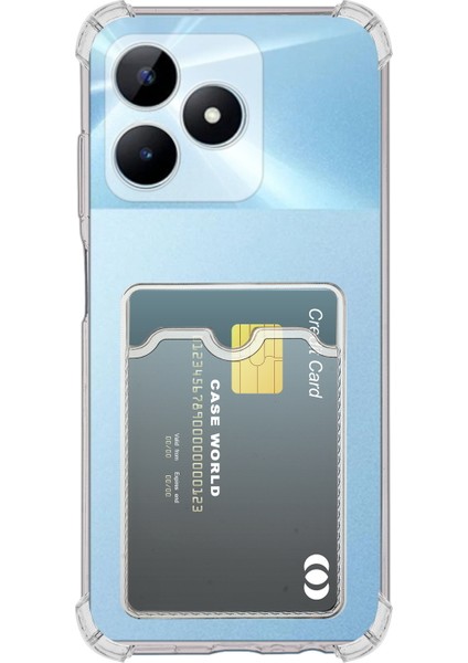 Caseworld Realme Note 50 Kapak Kamera Korumalı Kartlıklı Darbe Emici Özellikli Şeffaf Silikon Kılıf