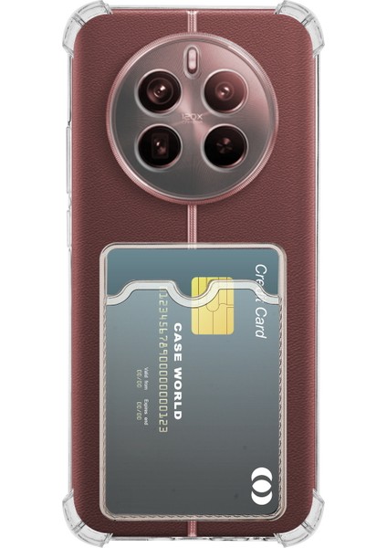 Caseworld Realme 12 Pro Plus Kapak Kamera Korumalı Kartlıklı Darbe Emici Özellikli Şeffaf Silikon Kılıf