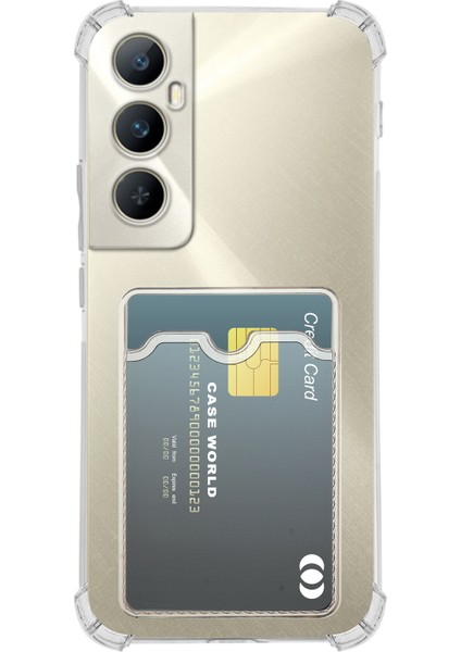 Caseworld Realme C65 Kapak Kamera Korumalı Kartlıklı Darbe Emici Özellikli Şeffaf Silikon Kılıf