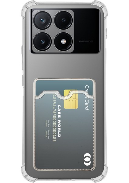 Caseworld Xiaomi Poco X6 Pro Kapak Kamera Korumalı Kartlıklı Darbe Emici Özellikli Şeffaf Silikon Kılıf
