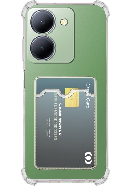 Caseworld Vivo Y27S 4g Kapak Kamera Korumalı Kartlıklı Darbe Emici Özellikli Şeffaf Silikon Kılıf