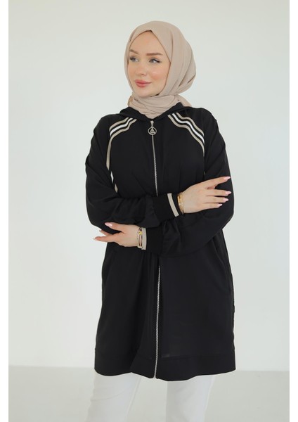 Trend Boydan Fermuarlı Kapüşonlu Tunik 25YT409