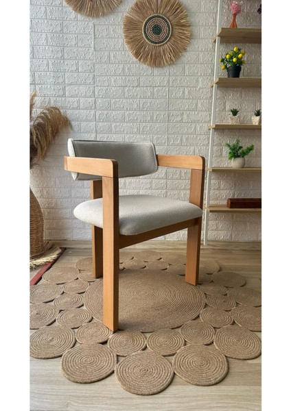 Concept T Sandalye Teddy Krem Kumaş Natural Ahşap Sandalye fiyatları
