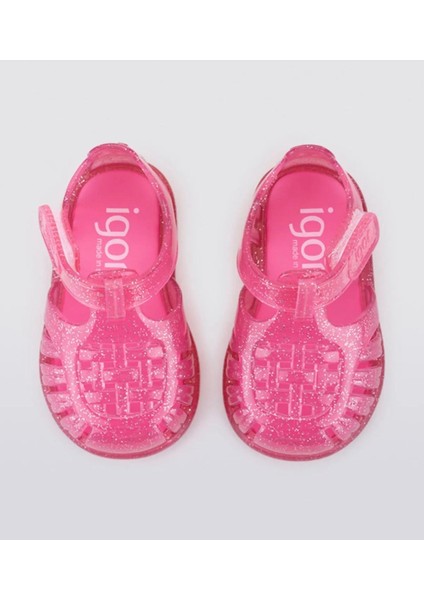 Tobby Gloss Glitter Kız Çocuk Fuşya Simli Sandalet