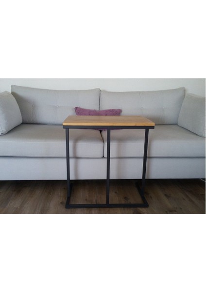 Ahşap Loft Dikdörtgen Yan Sehpa