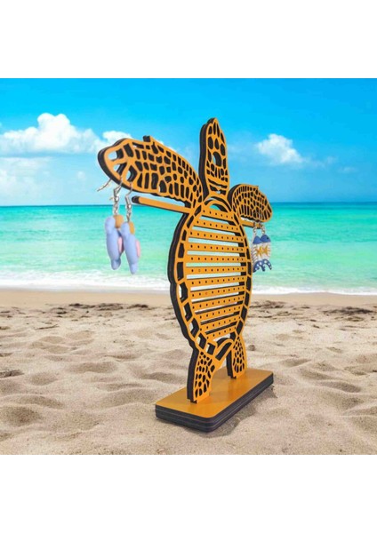 Ahşap Çift Yönlü 2 Renkli Küpe Takı Düzenleyici Organizer Stand